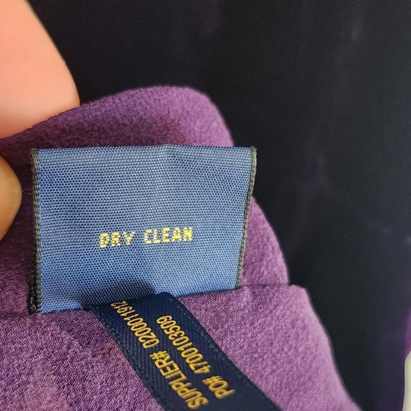 Polo Ralph Lauren Velvet Silk Blend Dress Sz 6 Purple Flutter Sleeve Party - Picture 15 of 15